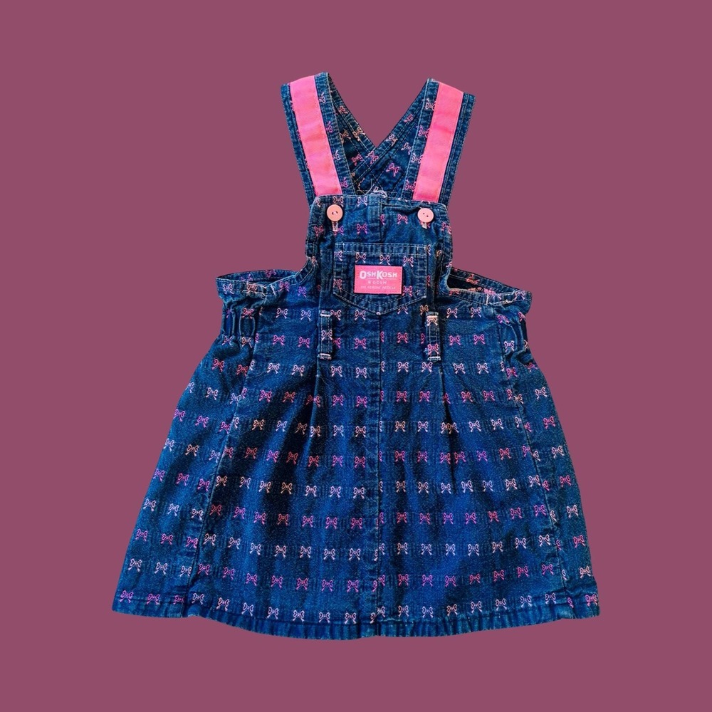 Vintage Oshkosh BGosh Pink Bow Vestback Dress, Valentine's‎ Day, Size 3T